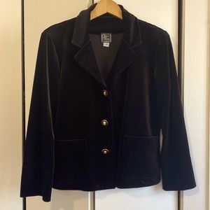 Velour Blazer with Gold Buttons